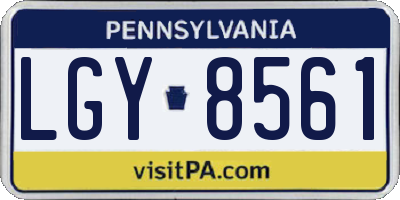PA license plate LGY8561