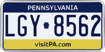PA license plate LGY8562