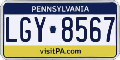 PA license plate LGY8567