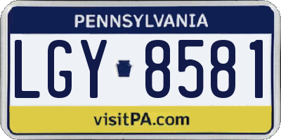 PA license plate LGY8581