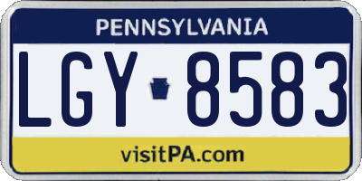 PA license plate LGY8583