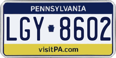 PA license plate LGY8602