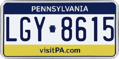 PA license plate LGY8615