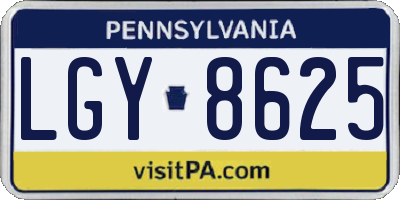 PA license plate LGY8625