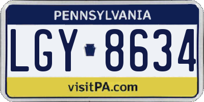 PA license plate LGY8634