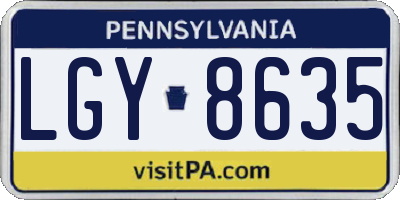 PA license plate LGY8635