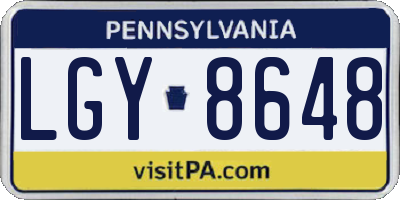 PA license plate LGY8648