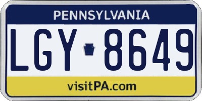 PA license plate LGY8649