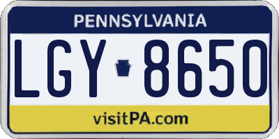 PA license plate LGY8650