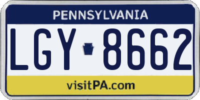 PA license plate LGY8662