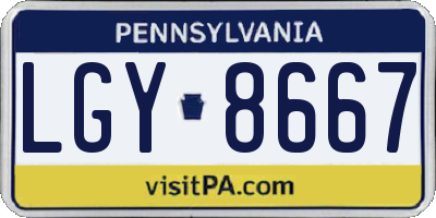 PA license plate LGY8667