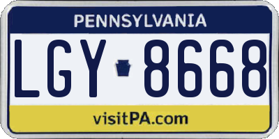 PA license plate LGY8668