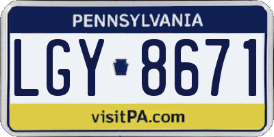PA license plate LGY8671