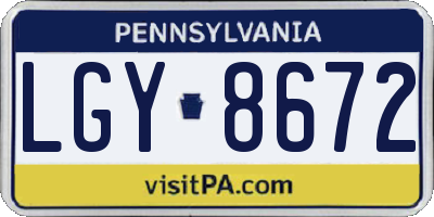 PA license plate LGY8672