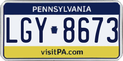 PA license plate LGY8673