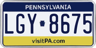 PA license plate LGY8675