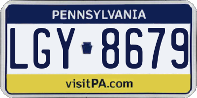 PA license plate LGY8679