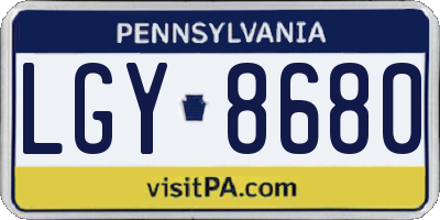 PA license plate LGY8680