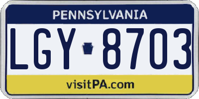 PA license plate LGY8703