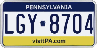 PA license plate LGY8704