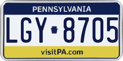 PA license plate LGY8705