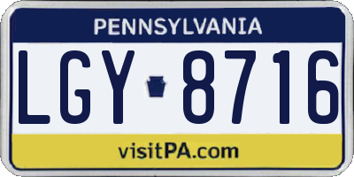 PA license plate LGY8716