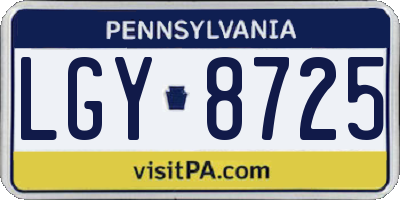 PA license plate LGY8725