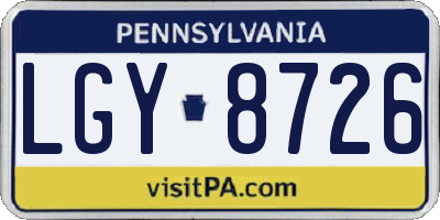 PA license plate LGY8726