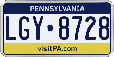 PA license plate LGY8728