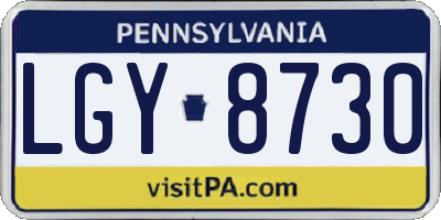 PA license plate LGY8730