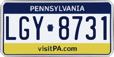 PA license plate LGY8731