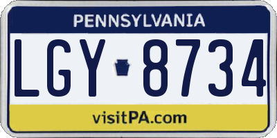 PA license plate LGY8734