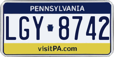 PA license plate LGY8742