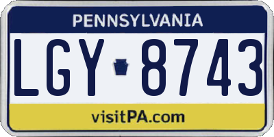 PA license plate LGY8743