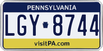 PA license plate LGY8744