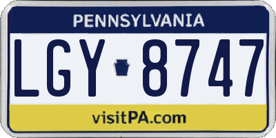 PA license plate LGY8747