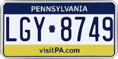 PA license plate LGY8749