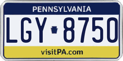 PA license plate LGY8750