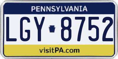 PA license plate LGY8752