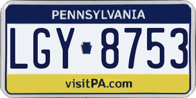 PA license plate LGY8753