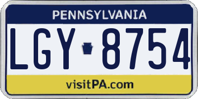 PA license plate LGY8754