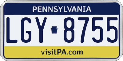 PA license plate LGY8755