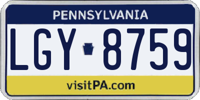 PA license plate LGY8759