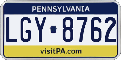 PA license plate LGY8762