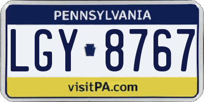 PA license plate LGY8767