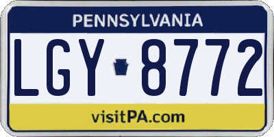 PA license plate LGY8772