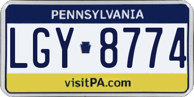 PA license plate LGY8774