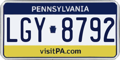 PA license plate LGY8792