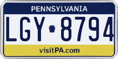 PA license plate LGY8794