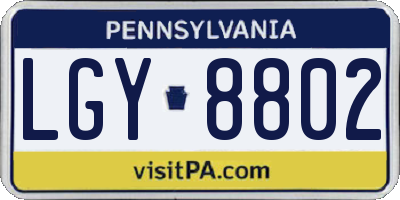 PA license plate LGY8802